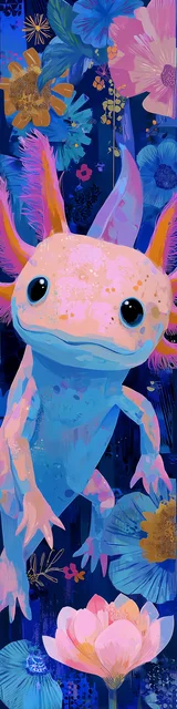 Free printable axolotl bookmark featuring a curious axolotl